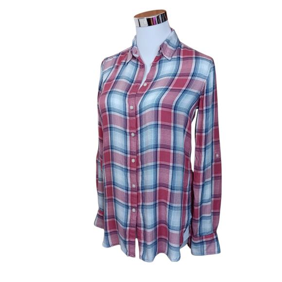 RALPH LAUREN Plaid Button Shirt Blouse Top XS Casual Retro Western Work Layering - Picture 1 of 10